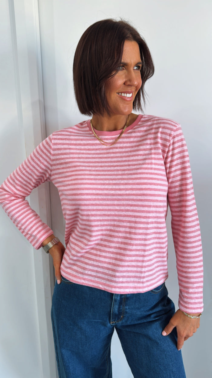 Athena Stripe L/S Basic - Pink
