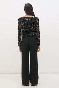 Vesper Spot Long Sleeve Top - Black Base Polka Dot
