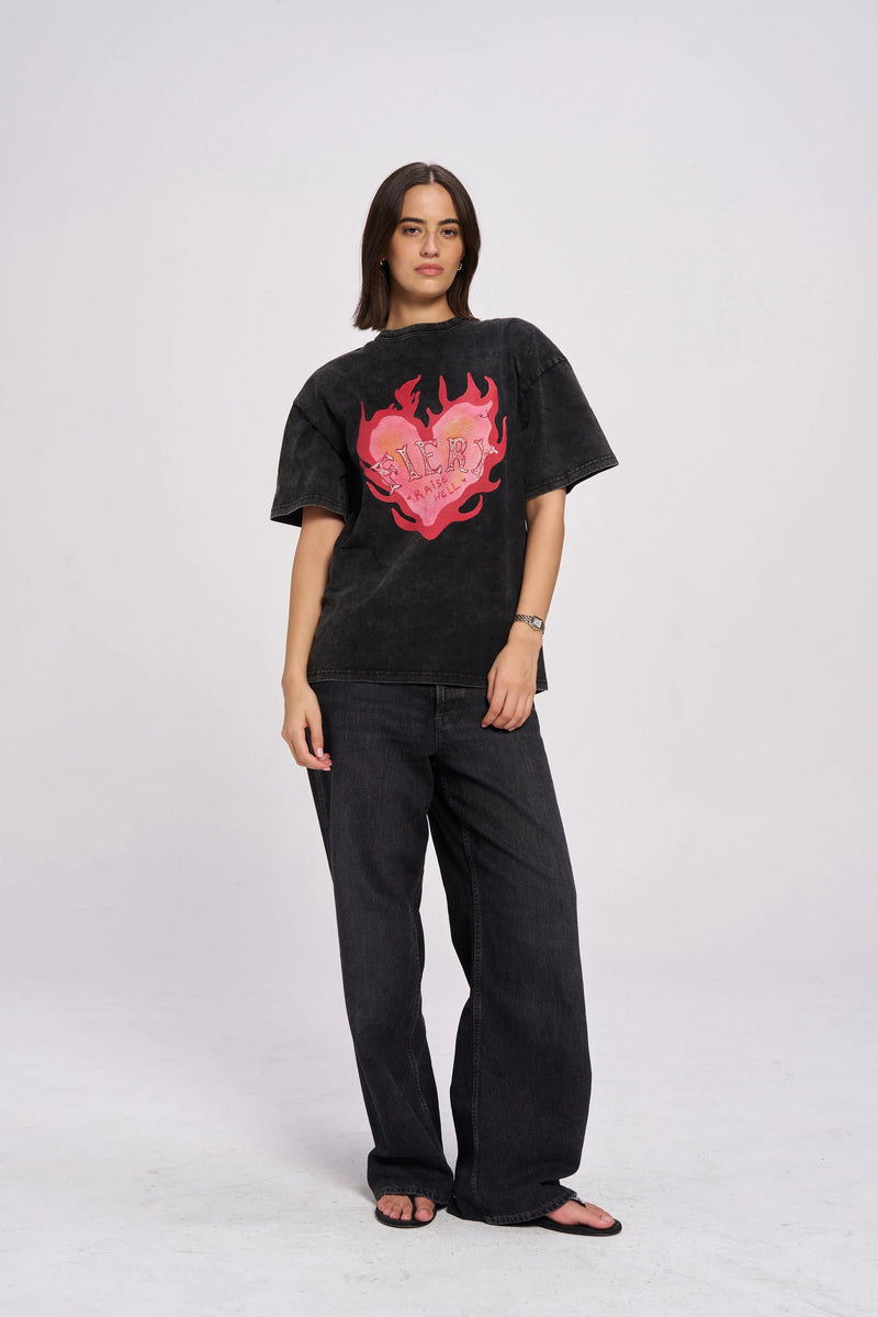 Fiery Oversize Snow Wash Tee - Black