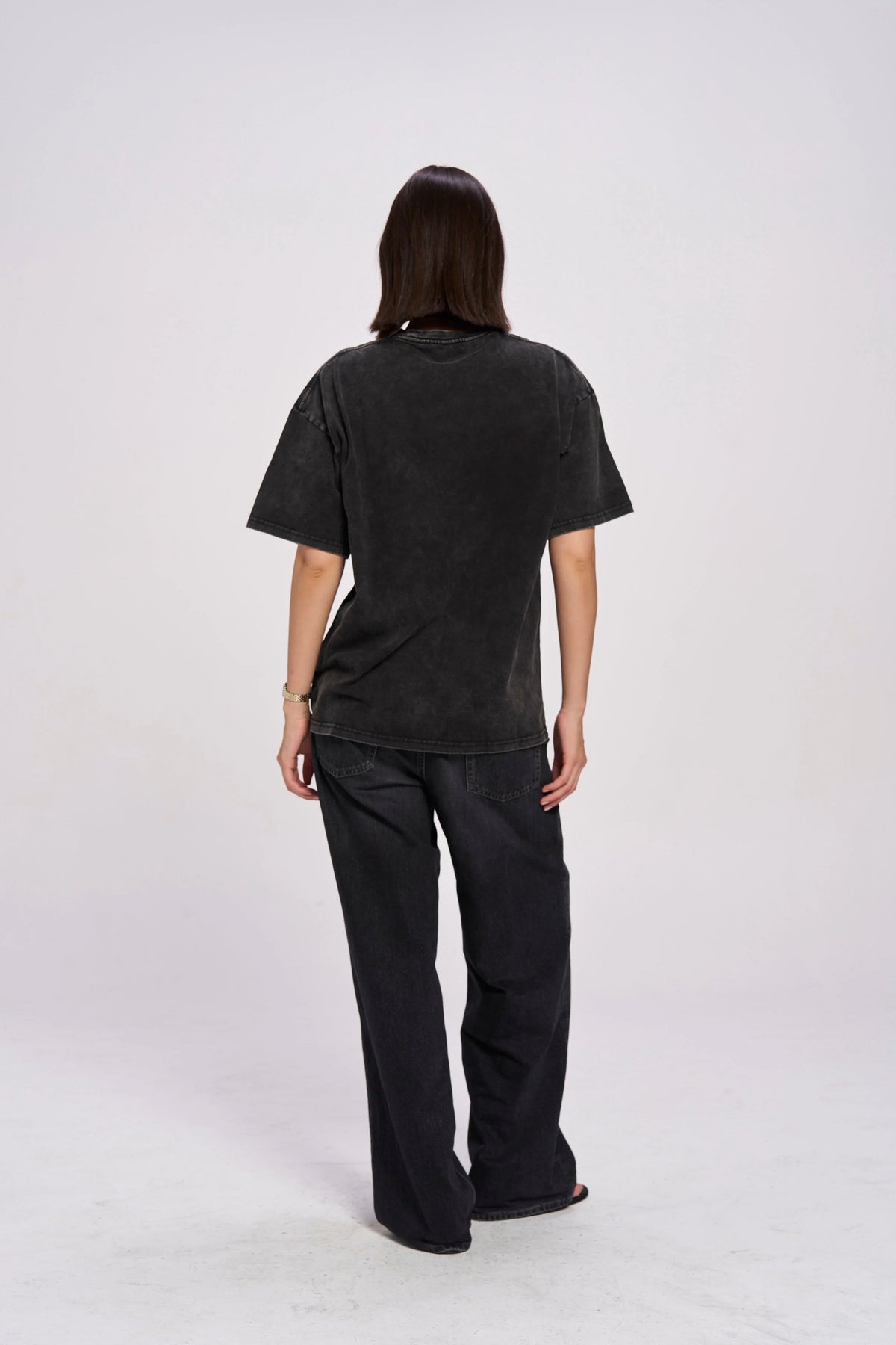 Fiery Oversize Snow Wash Tee - Black