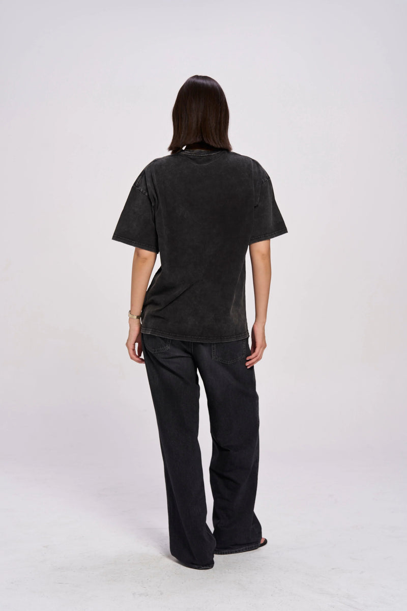 Fiery Oversize Snow Wash Tee - Black