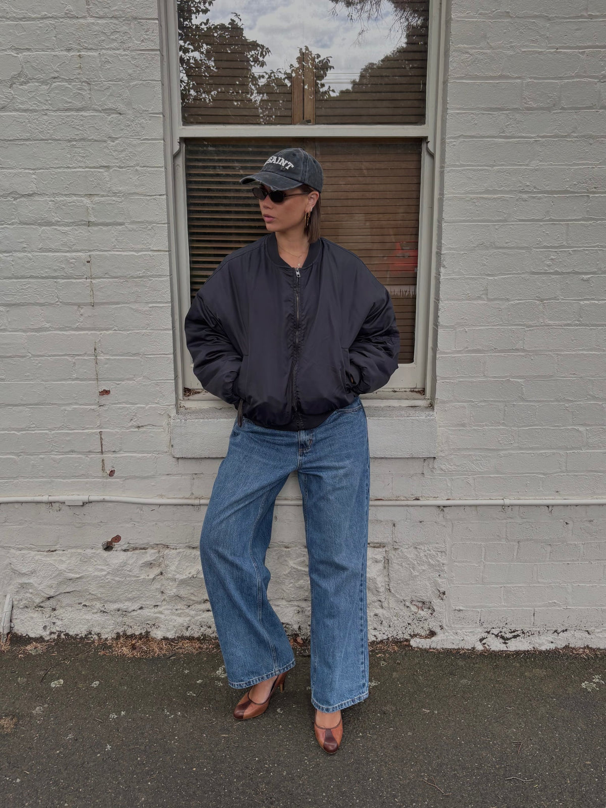 Ssaint Logo Cap - Black and Cream Acid Wash