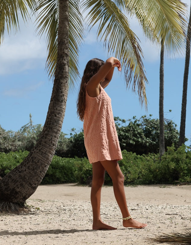 Mai Tai V Tunic Towelling Dress - Coral