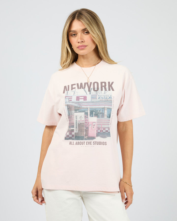 New York Diner Relaxed Tee - Pink
