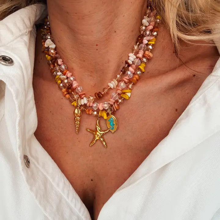 Multicolor Beaded Semiprecious Chips Necklace