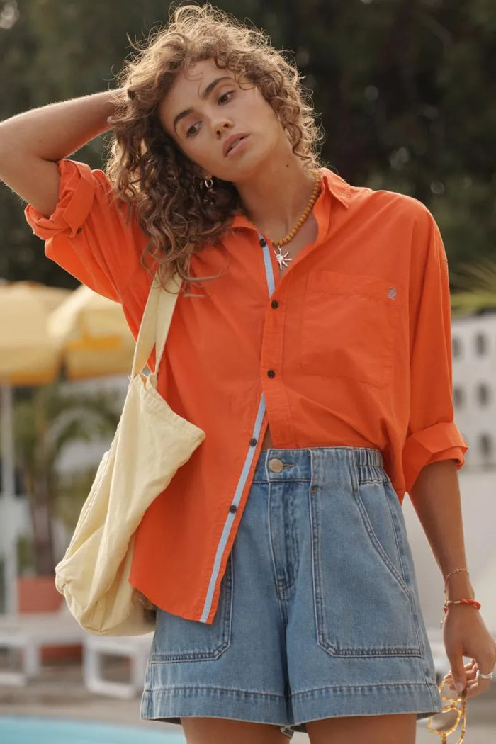 Peta Oversized Shirt - Flame Vacay