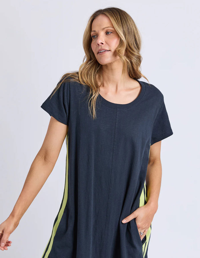 Recovery Dress - Navy & Neon Lemon