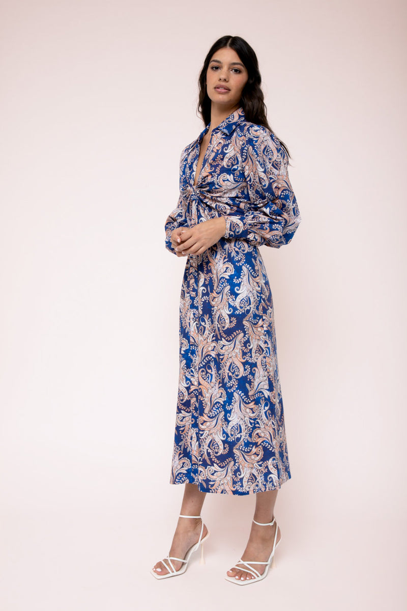 CLARA DRESS, KACHEL, MIDI DRESS, PAISLEY DRESS, LINEN DRESS