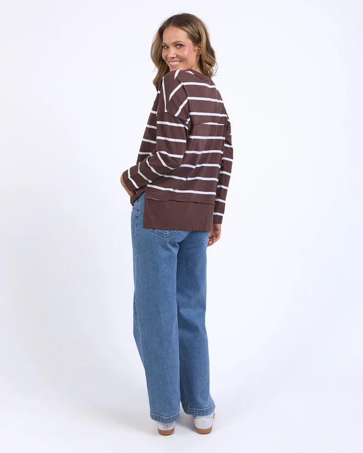 Jayne Stripe Throw On Top - Chocolate & White