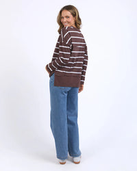 Jayne Stripe Throw On Top - Chocolate & White
