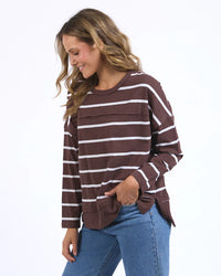 Jayne Stripe Throw On Top - Chocolate & White