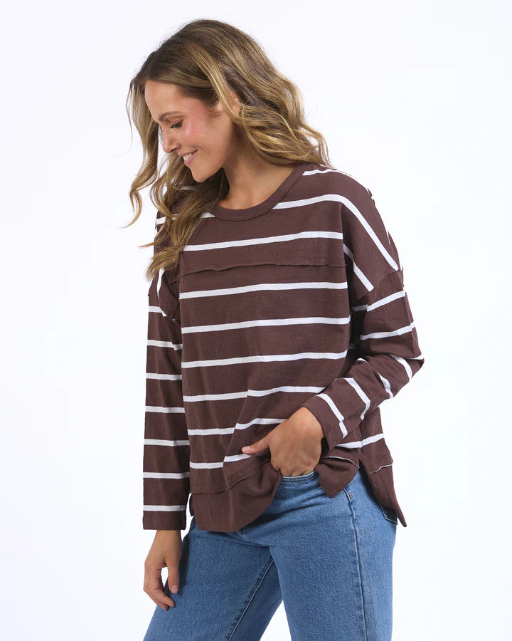 Jayne Stripe Throw On Top - Chocolate & White