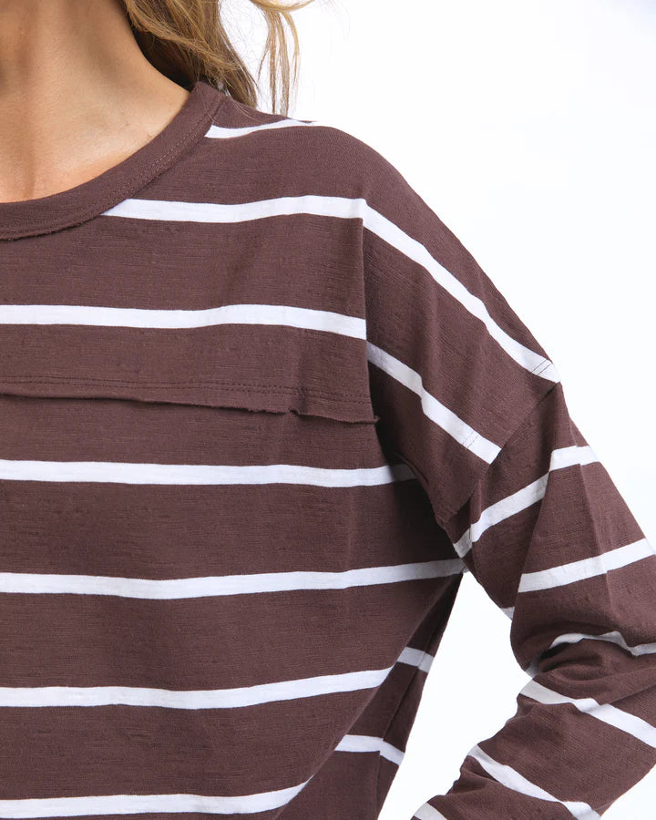 Jayne Stripe Throw On Top - Chocolate & White