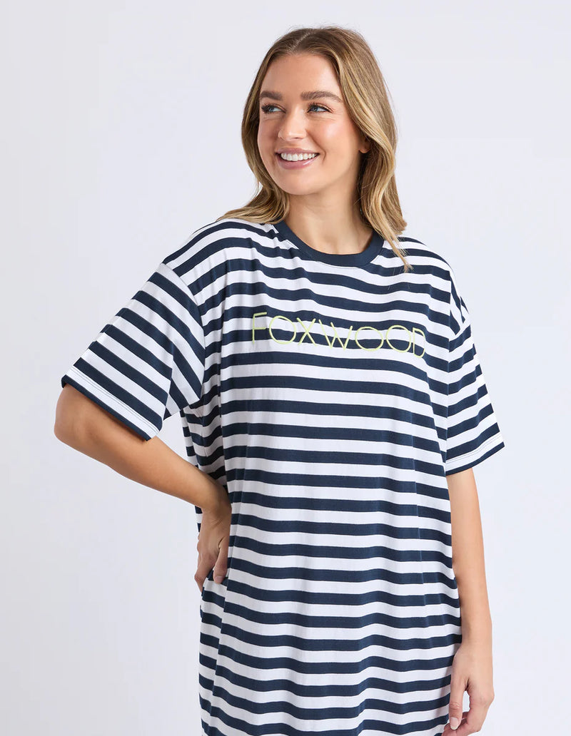 Simplified Stripe Tee Dress - Navy & White Stripe