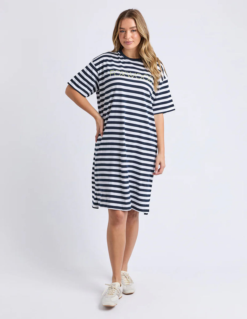 Simplified Stripe Tee Dress - Navy & White Stripe