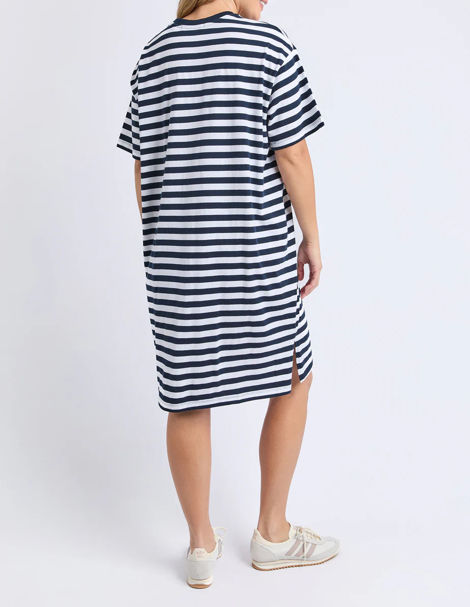 Simplified Stripe Tee Dress - Navy & White Stripe