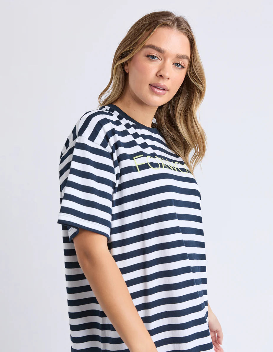 Simplified Stripe Tee Dress - Navy & White Stripe