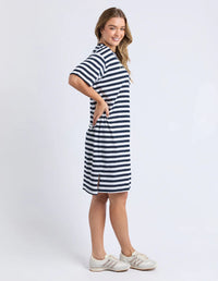 Simplified Stripe Tee Dress - Navy & White Stripe