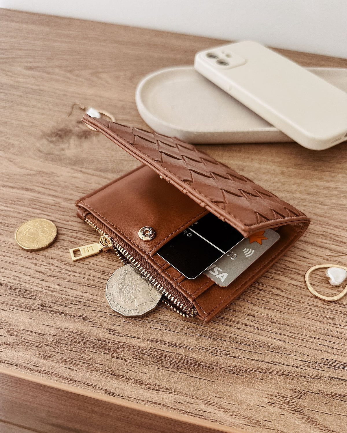 Lily Woven Wallet - Tan