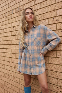 Pip Shirt Dress - Aperol Check