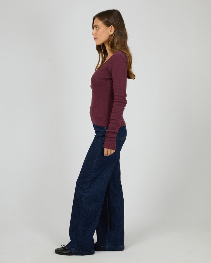 Tia Long Sleeve Top - Wine