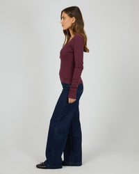 Tia Long Sleeve Top - Wine