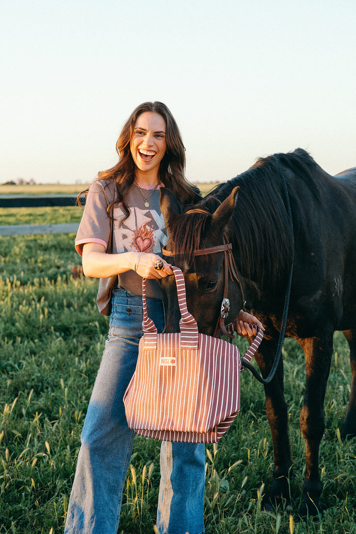 The Mallee Tote | Chocolate Cream Stripe