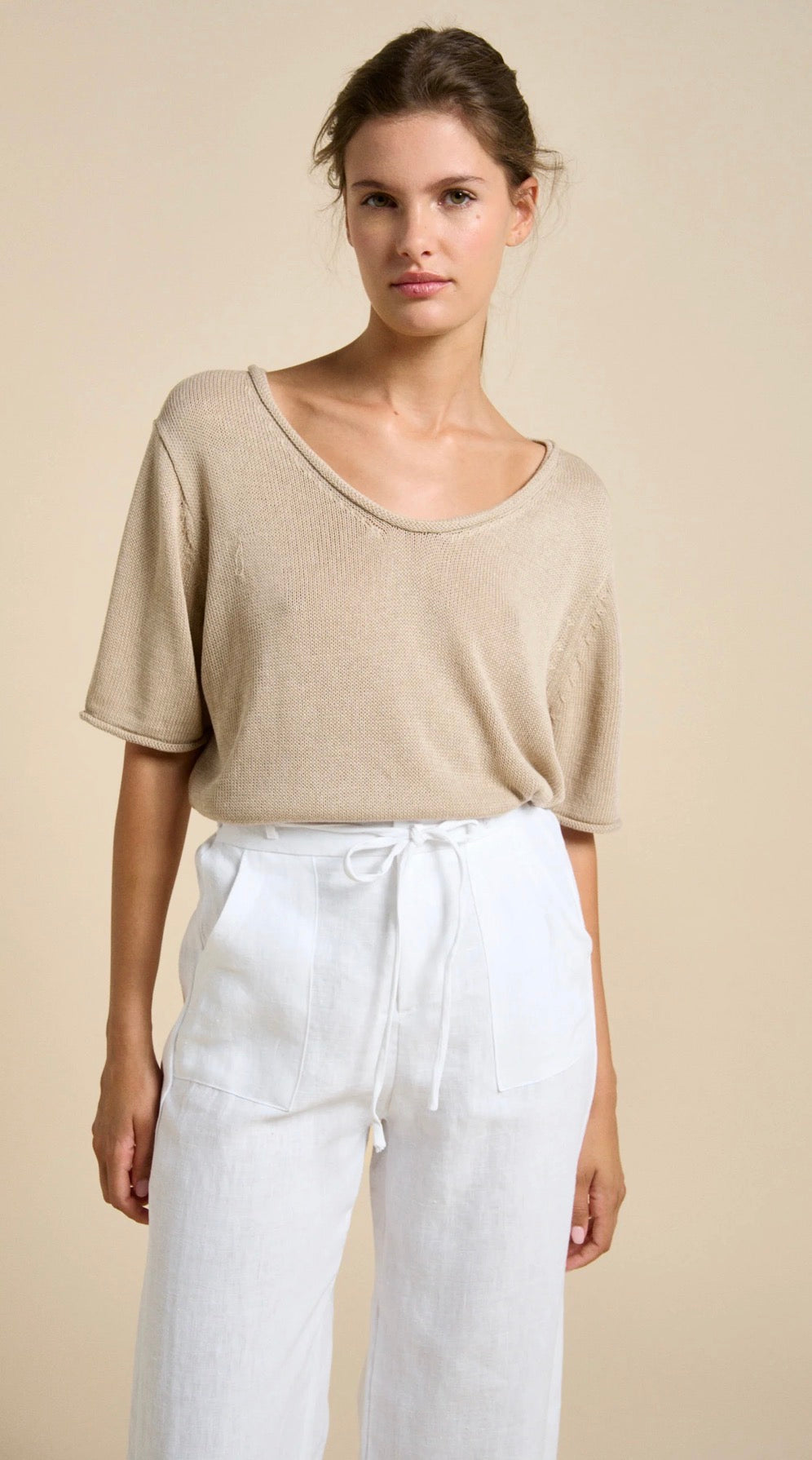 Scoop Neck Spring Tee - Natural