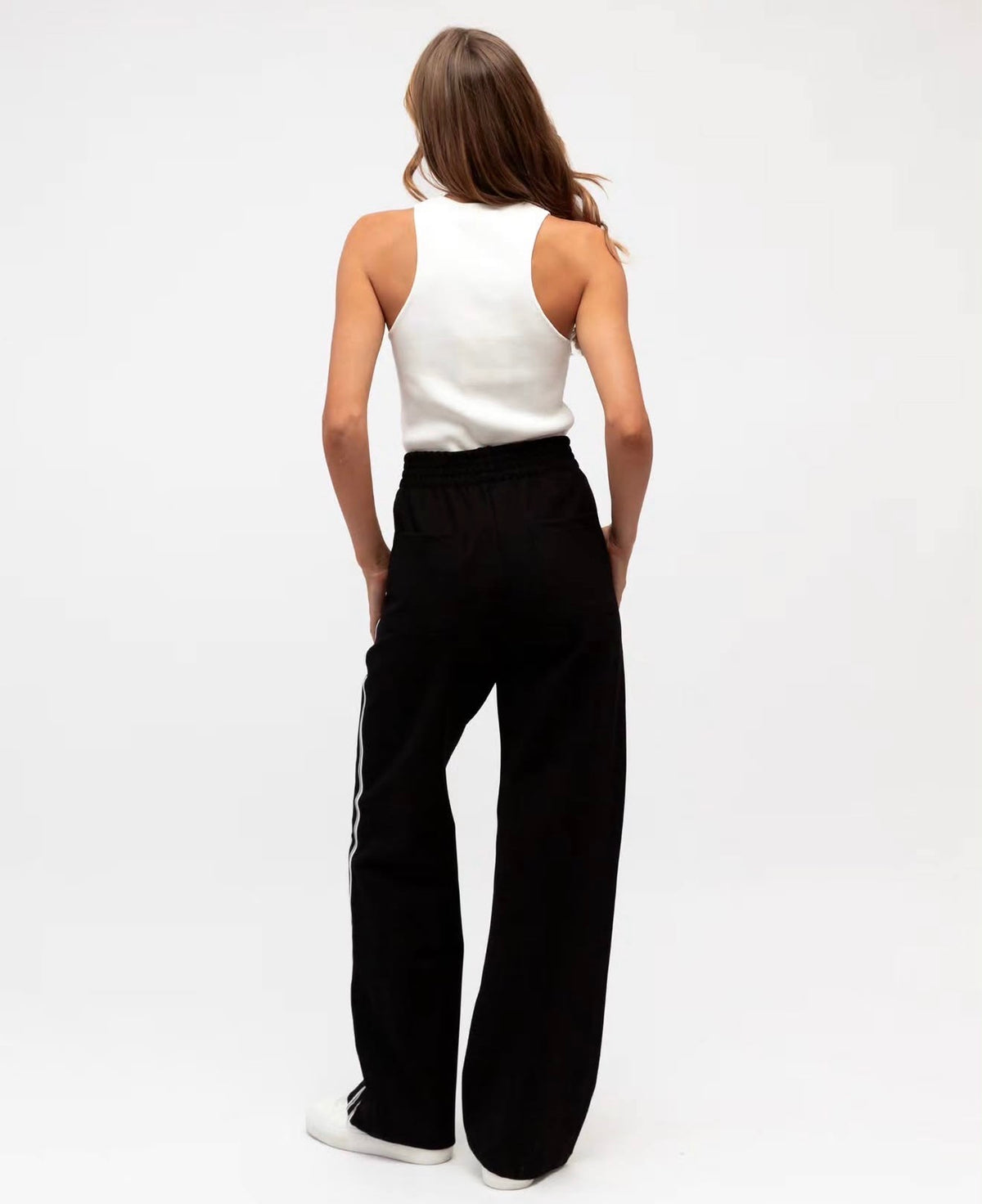 Black Pants with White Stripe