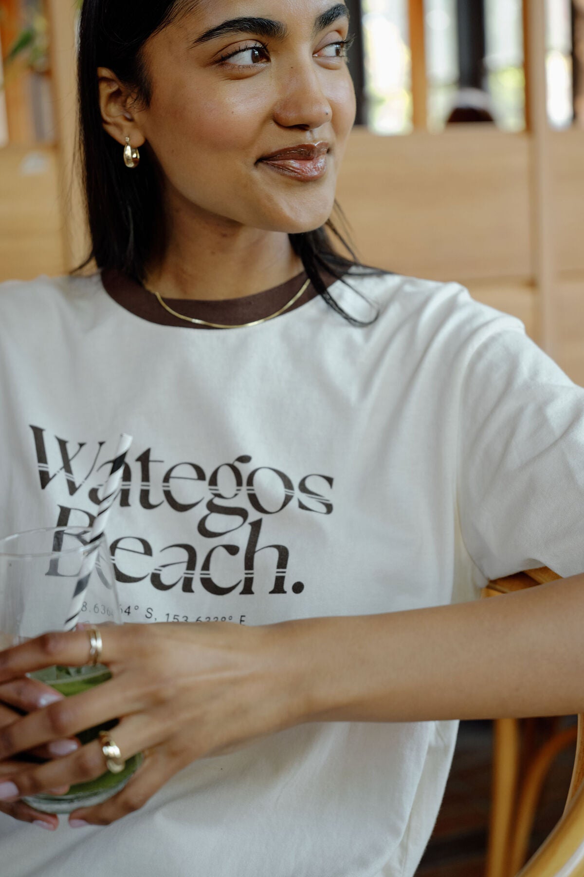 Stevie Slouchy Tee - Buff/Wategos Beach