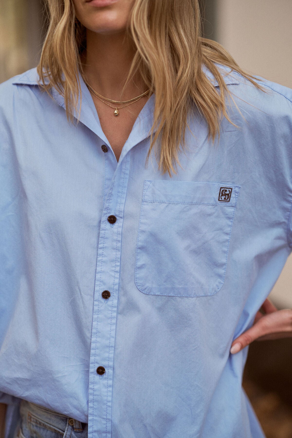 Peta Oversized Shirt - Sky Blue