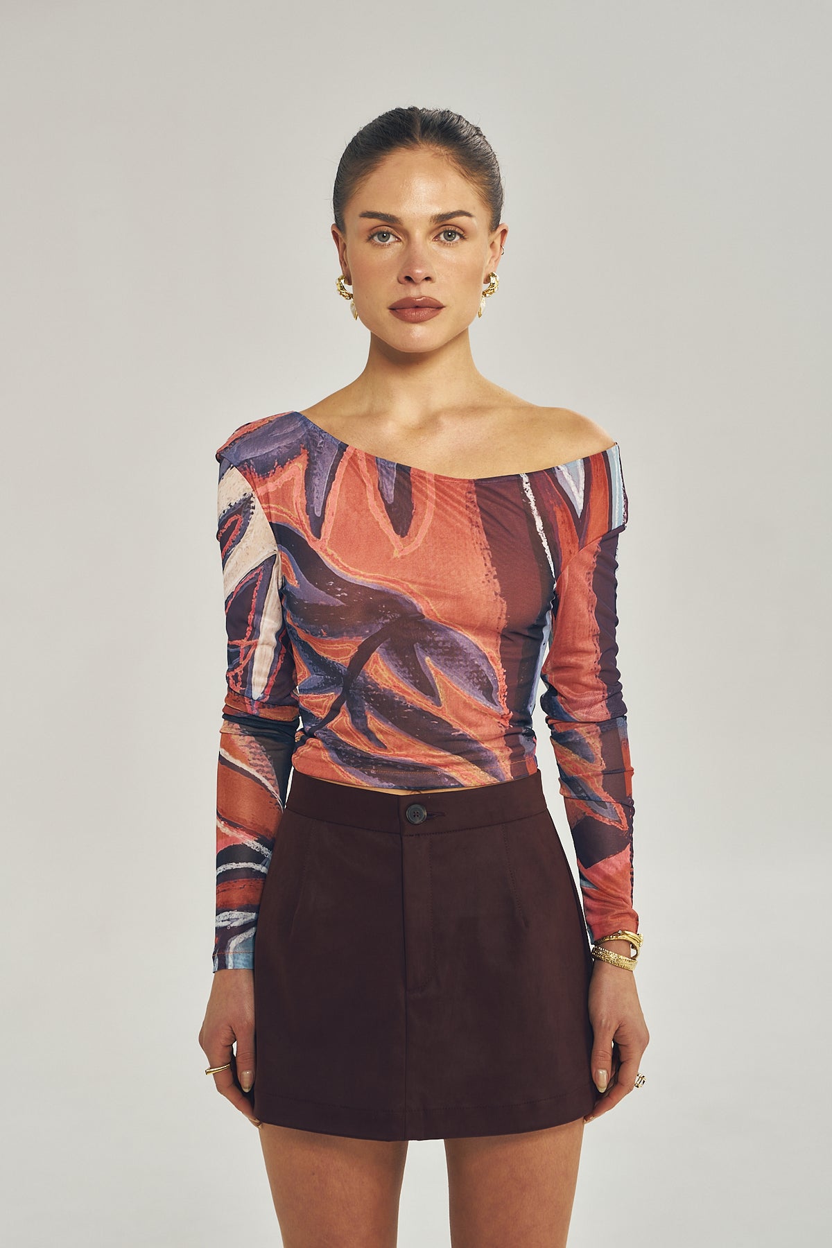 LS Off Shoulder Top - Bordeaux