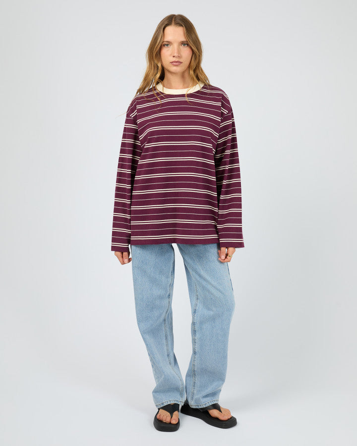 Stripe Long Sleeve Tee - Cherry