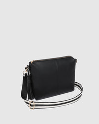 Daisy Stripe Crossbody Bag - Black