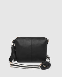 Daisy Stripe Crossbody Bag - Black