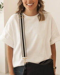 Daisy Stripe Crossbody Bag - Black