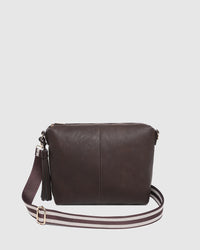 Daisy Stripe Crossbody Bag - Chocolate