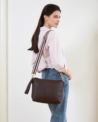 Daisy Stripe Crossbody Bag - Chocolate