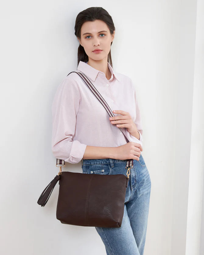 Daisy Stripe Crossbody Bag - Chocolate