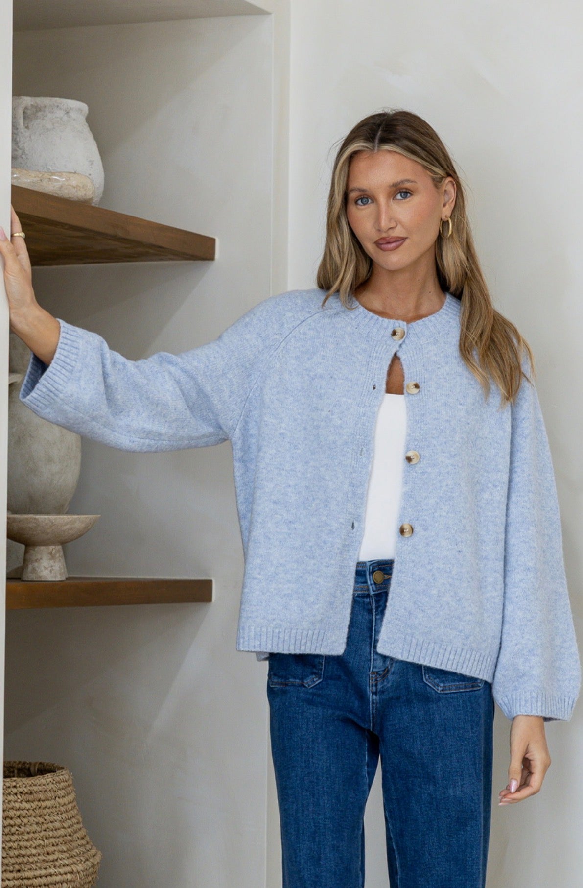 Lennox Long Sleeve Cardi - Powder Blue