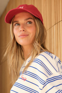 Pip Everyday Cap - Deep Red/Ecru Stitch