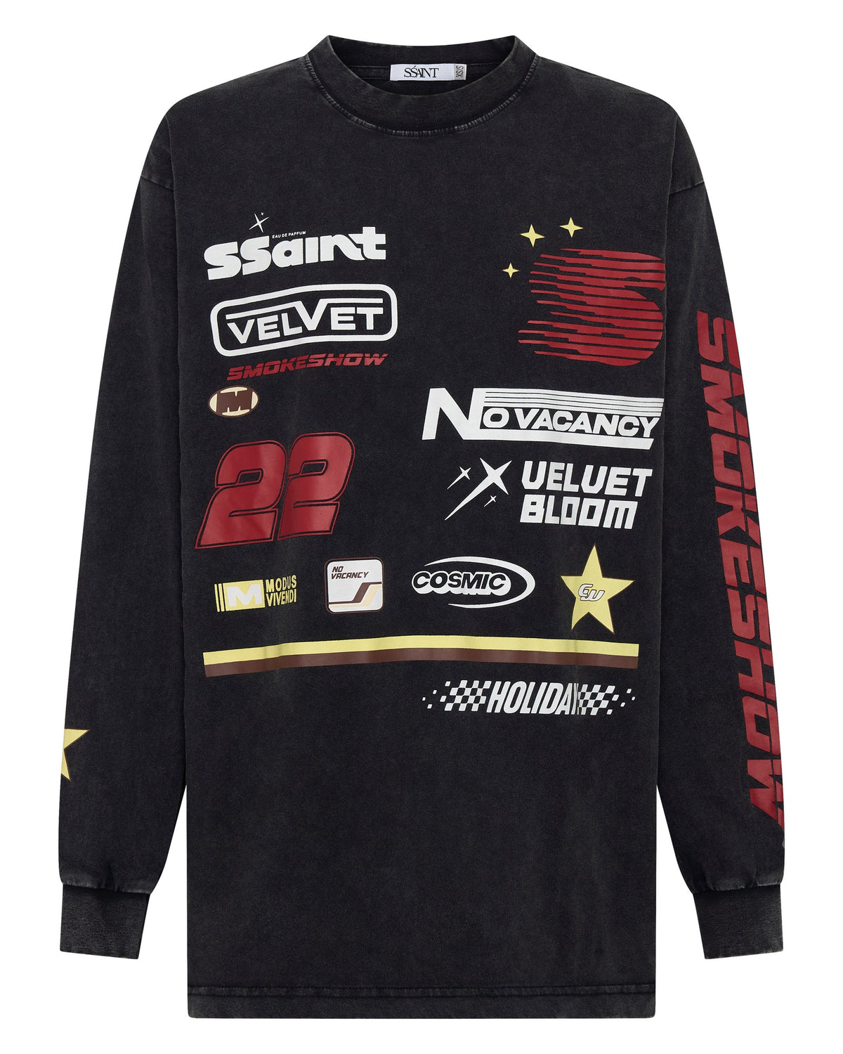 Signature Moto Tee - Black Acid Wash