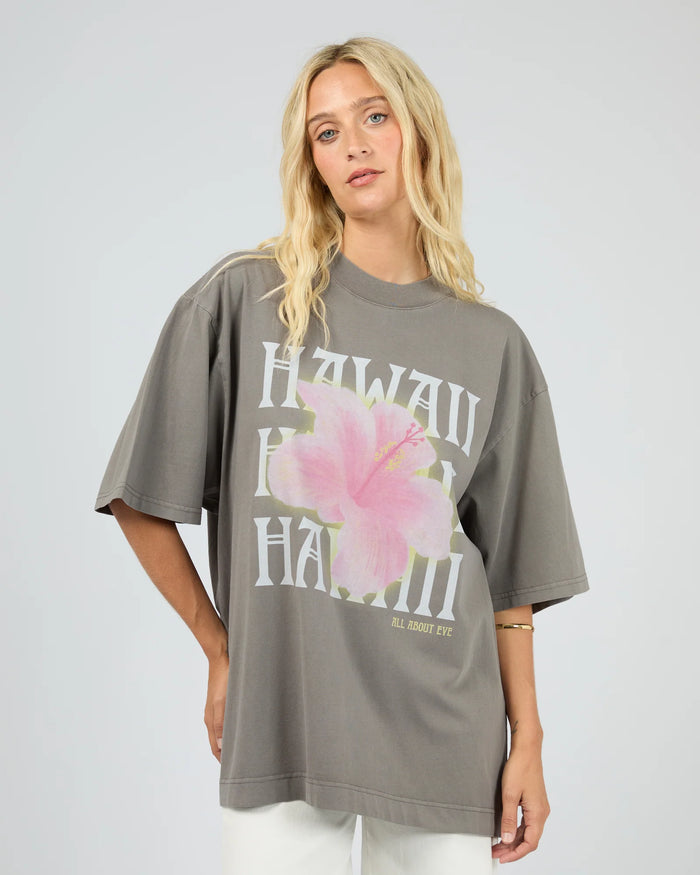 Hawaii Oversized Tee - Charcoal