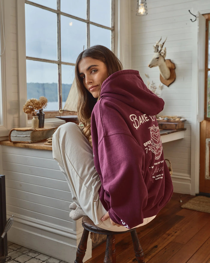 Bake Shop Box Hoodie - Wine