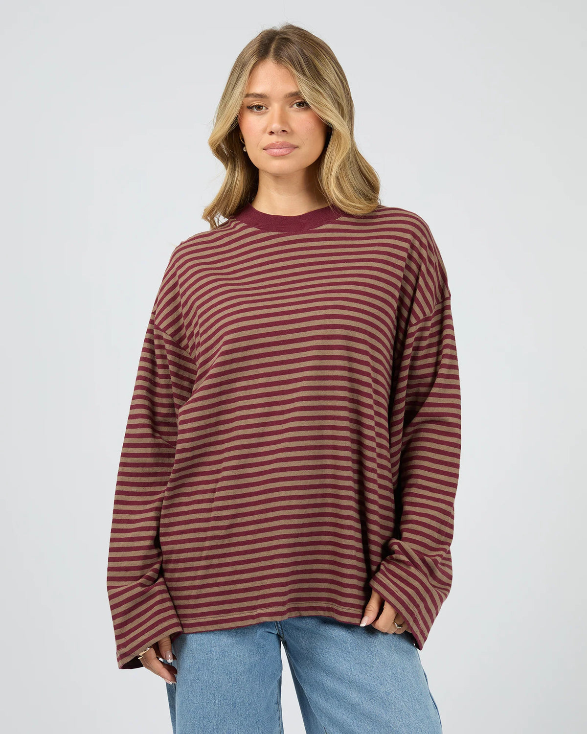 Paloma LS Stripe Tee - Burgundy