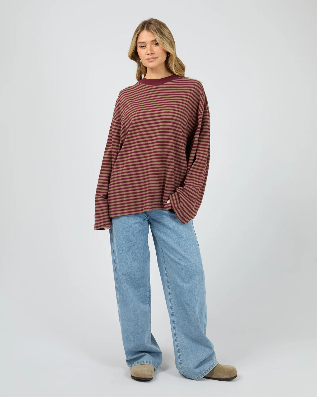 Paloma LS Stripe Tee - Burgundy