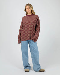 Paloma LS Stripe Tee - Burgundy