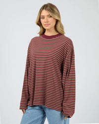 Paloma LS Stripe Tee - Burgundy