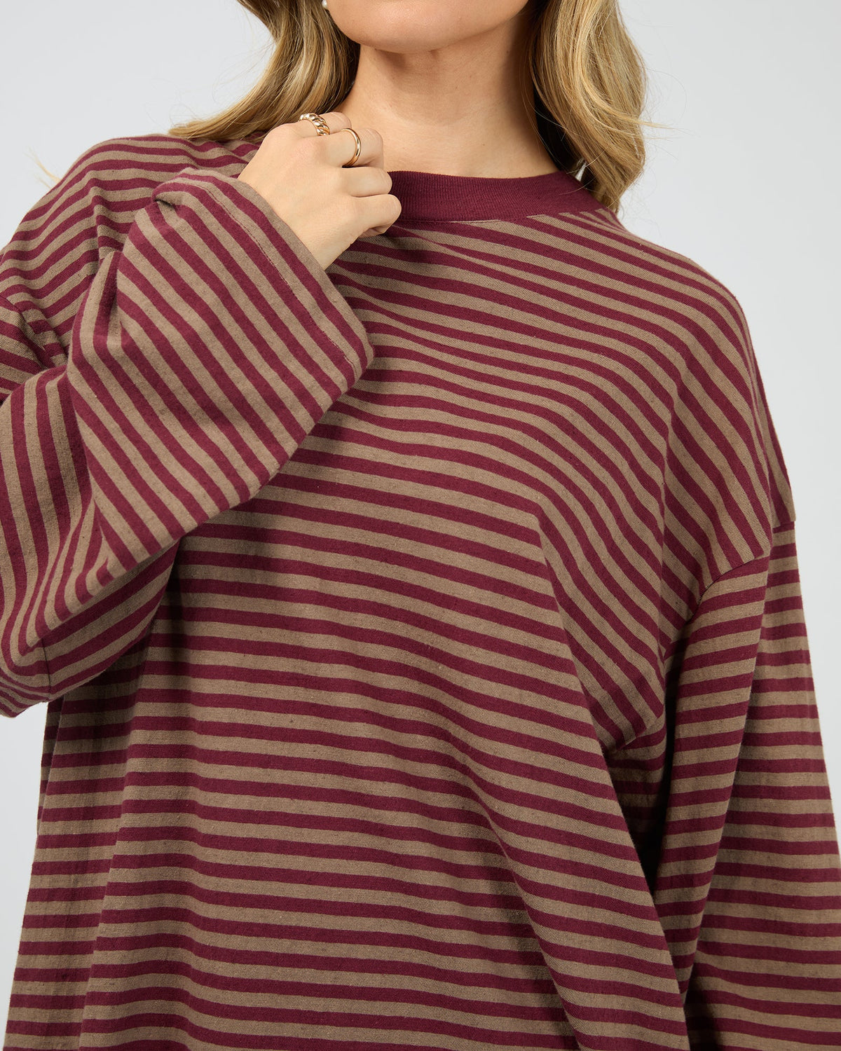 Paloma LS Stripe Tee - Burgundy
