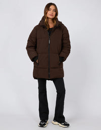 Remi Luxe Midi Puffer Brown